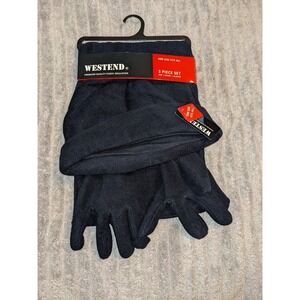 Westend Fleece Set Hat Scarf Gloves‎ Winter Warm One Size Black NEW